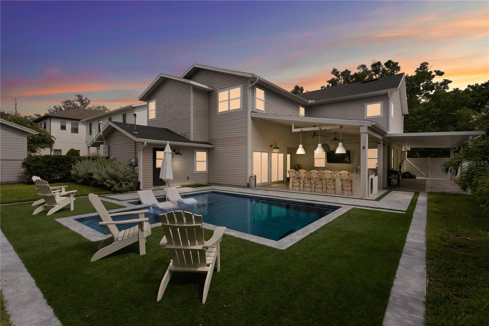 And ending your evening poolside at sunset.