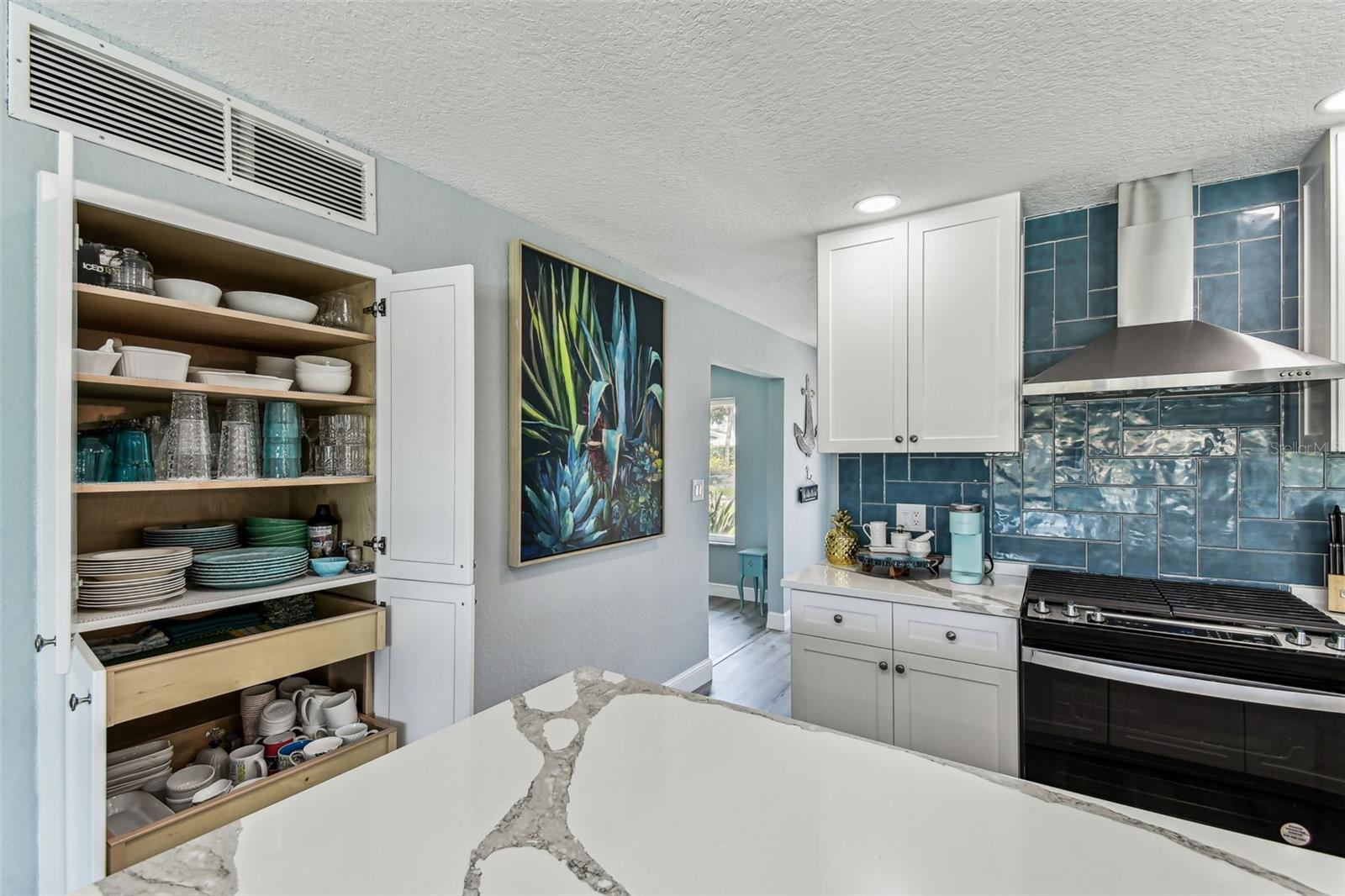 built in storage in kitchen