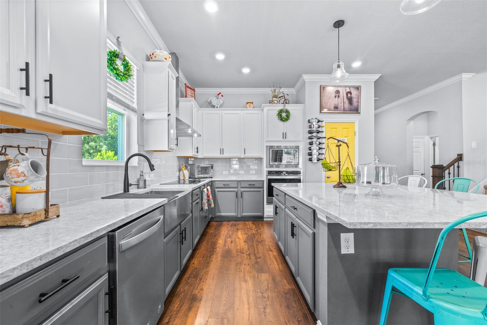 kitchen counter tops have a glister of color in this cambria quartz