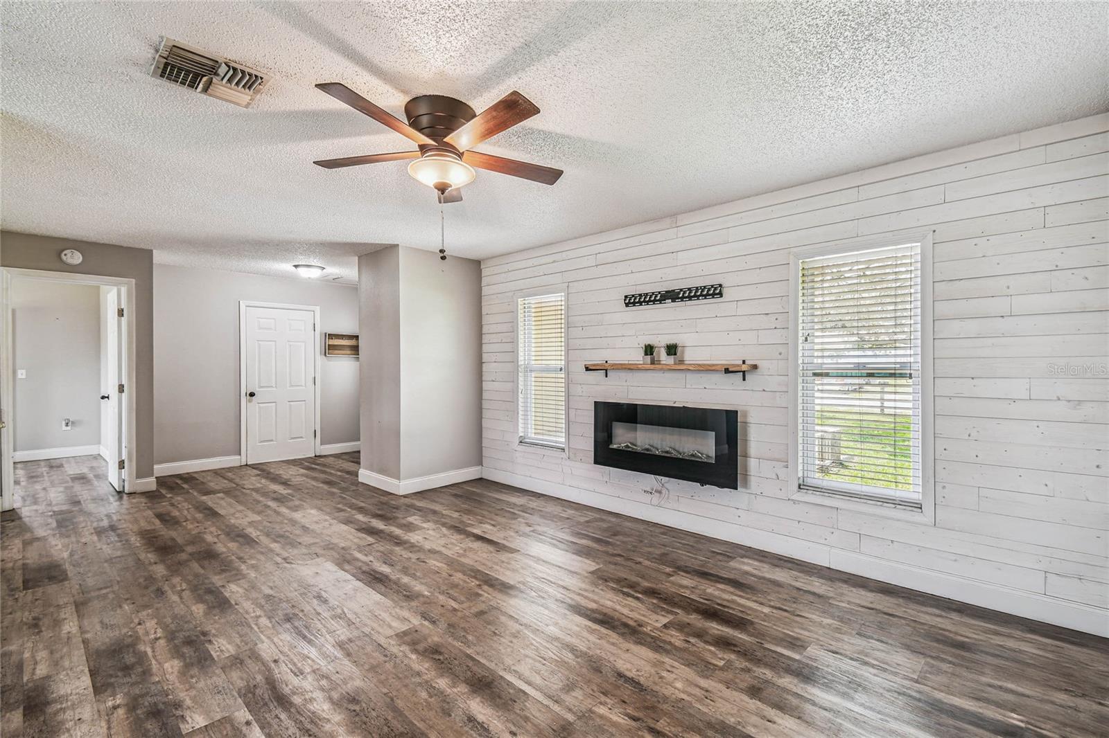 Living room with electric fireplace