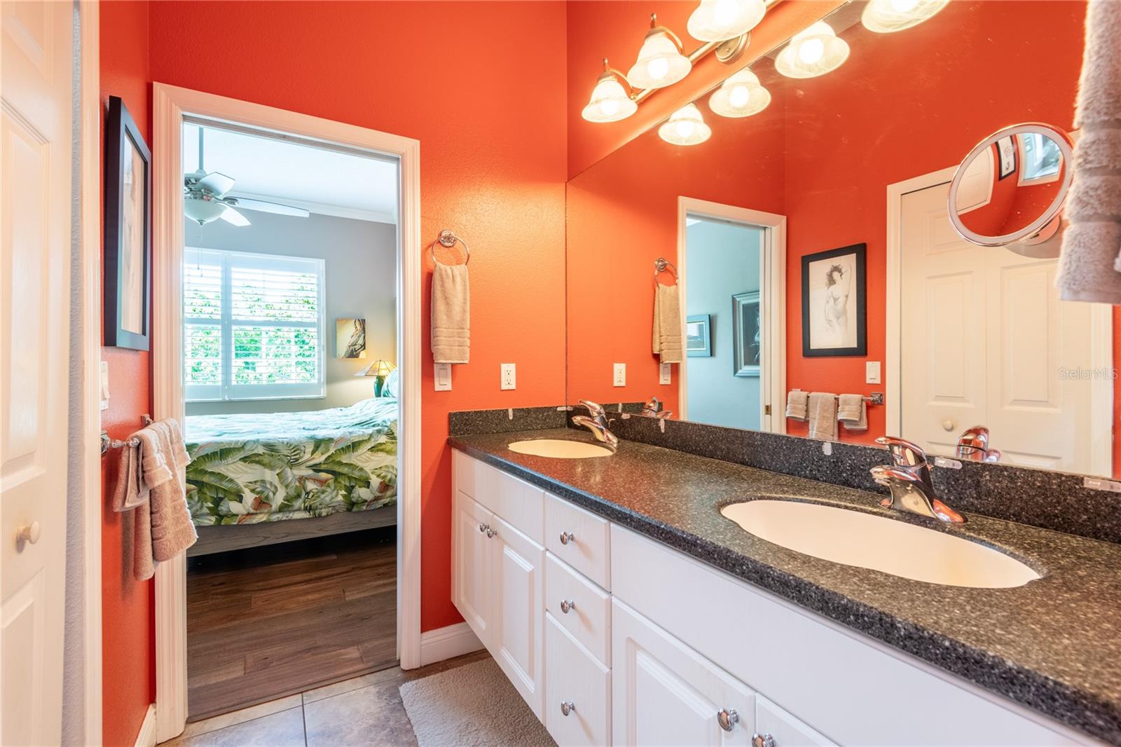 Master bathroom with his/her sinks.