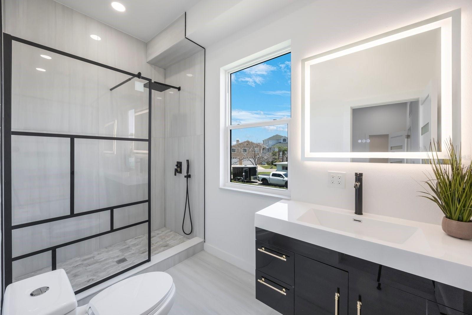 Walk-In Shower W/Rain Shower Head