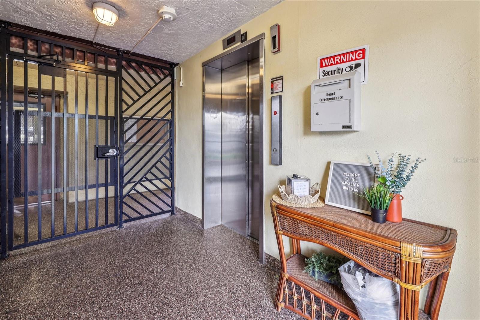 Gated entrance to elevator