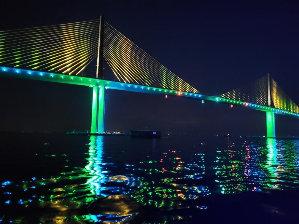 SUNSHINE SKYWAY BRIDGE AT NIGHT
