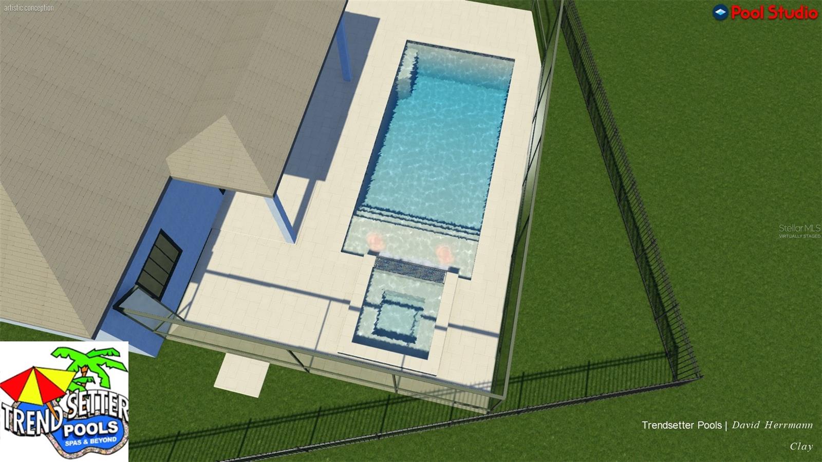 Virtually staged pool.