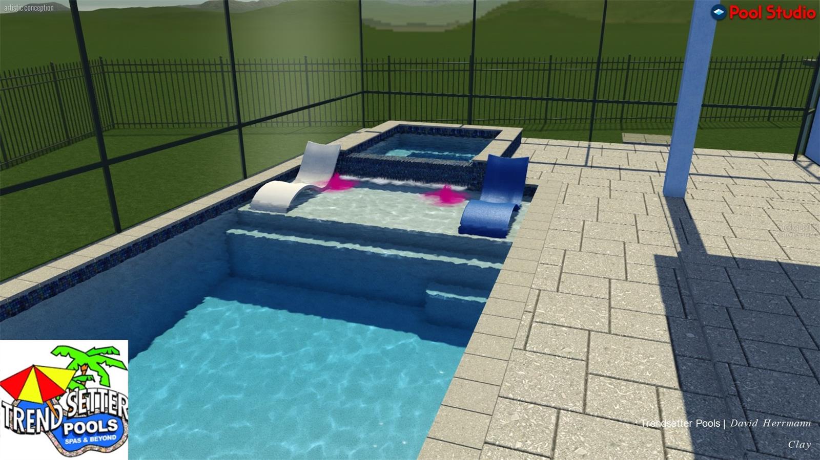 Virtually staged pool.