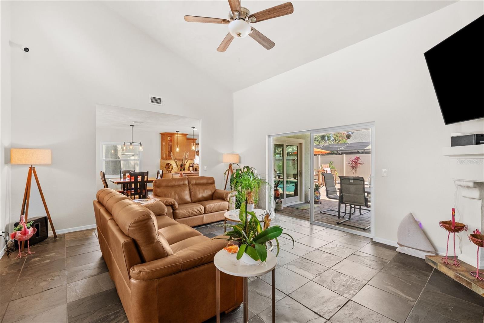 Living room overlooks kitchen / dinette