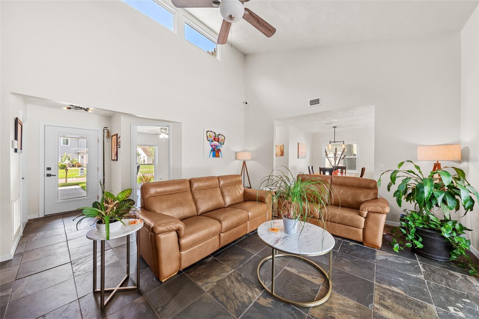 Living room view off front door and garage