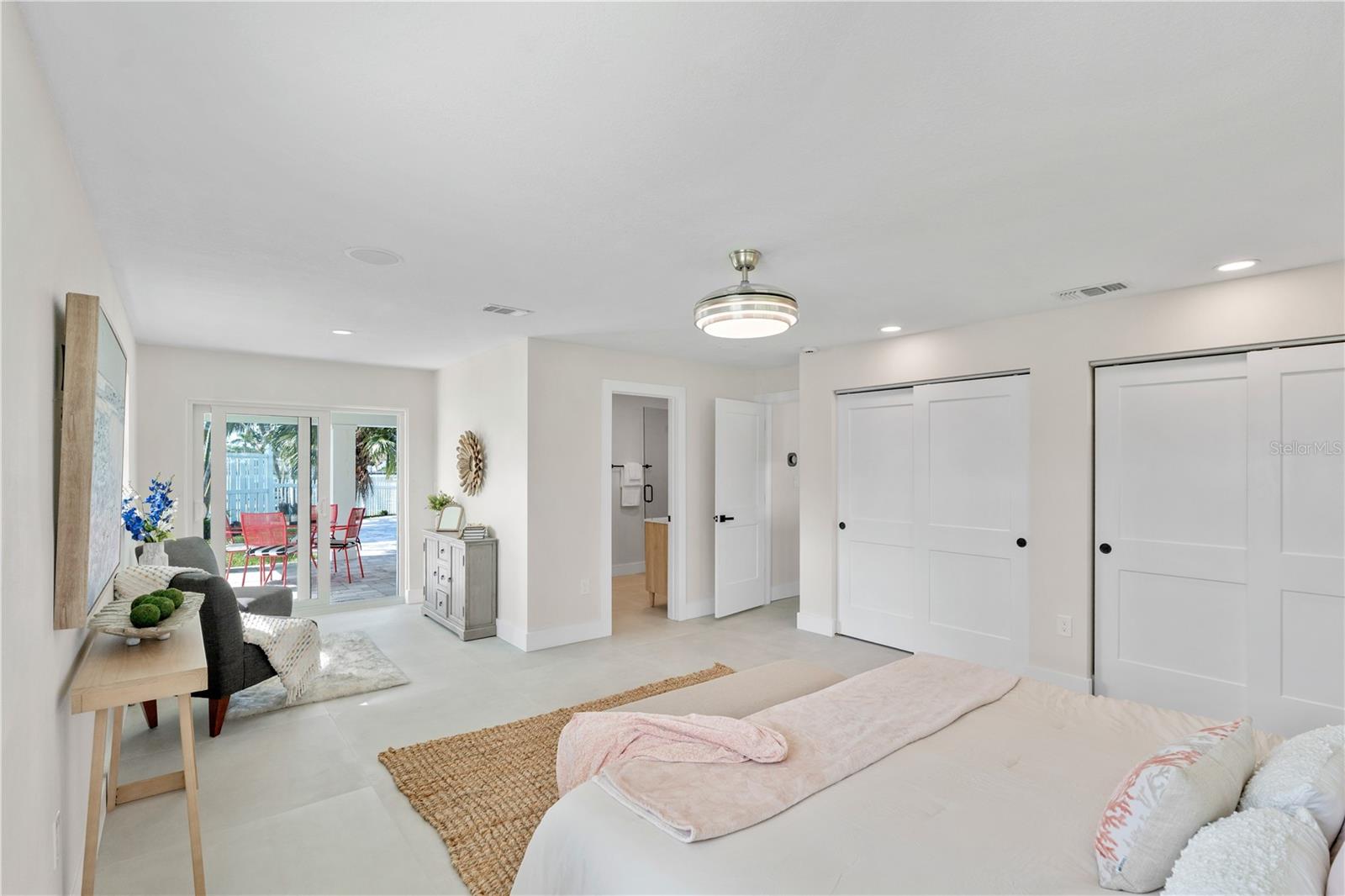 Expanded primary closets offer abundant storage and functionality.