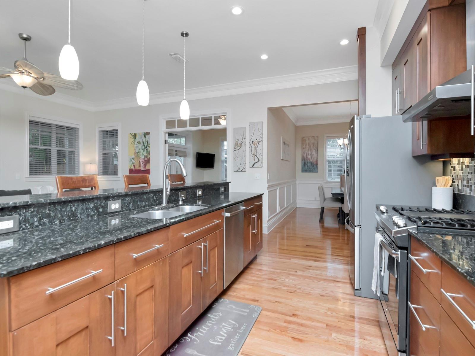 Dining Room into the Kitchen.