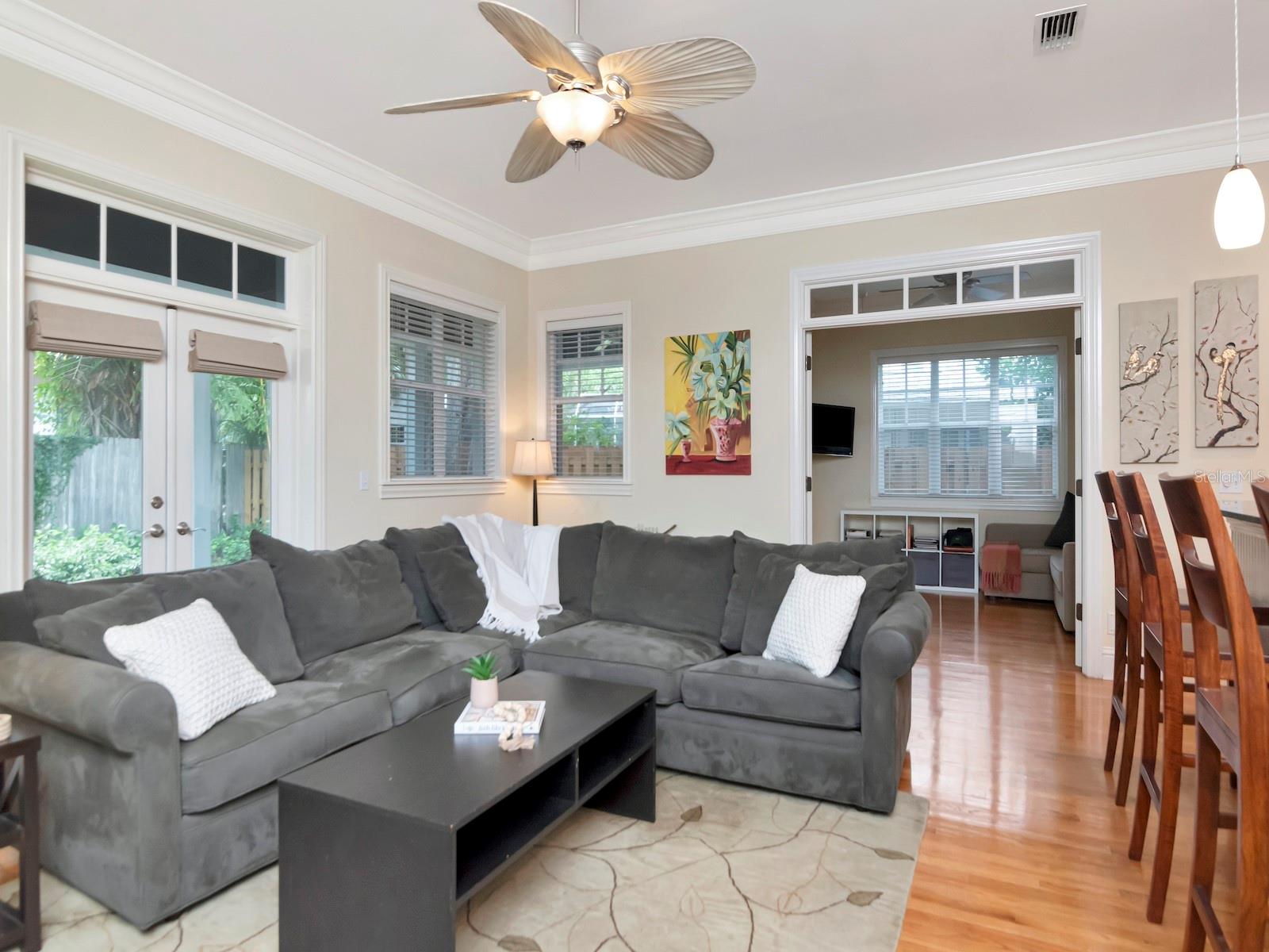 Family Room with adjacent FlexRoom and great light form the backyard.