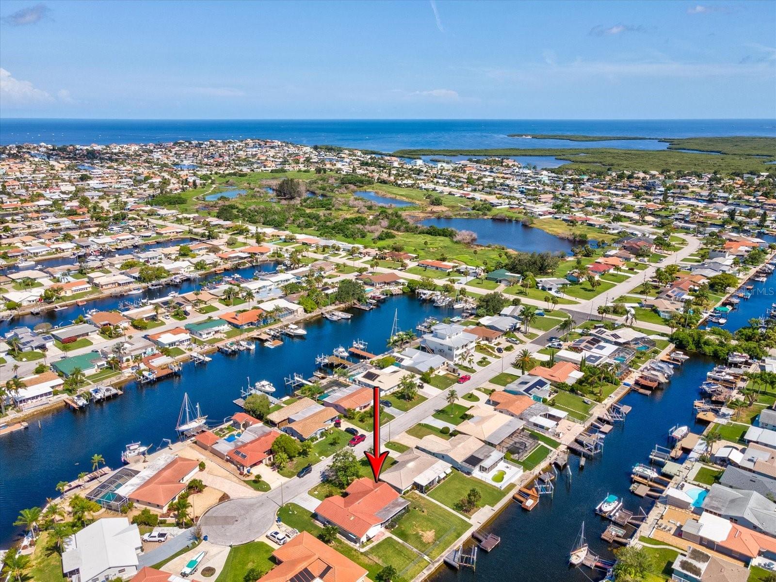 Aerial looking over community park