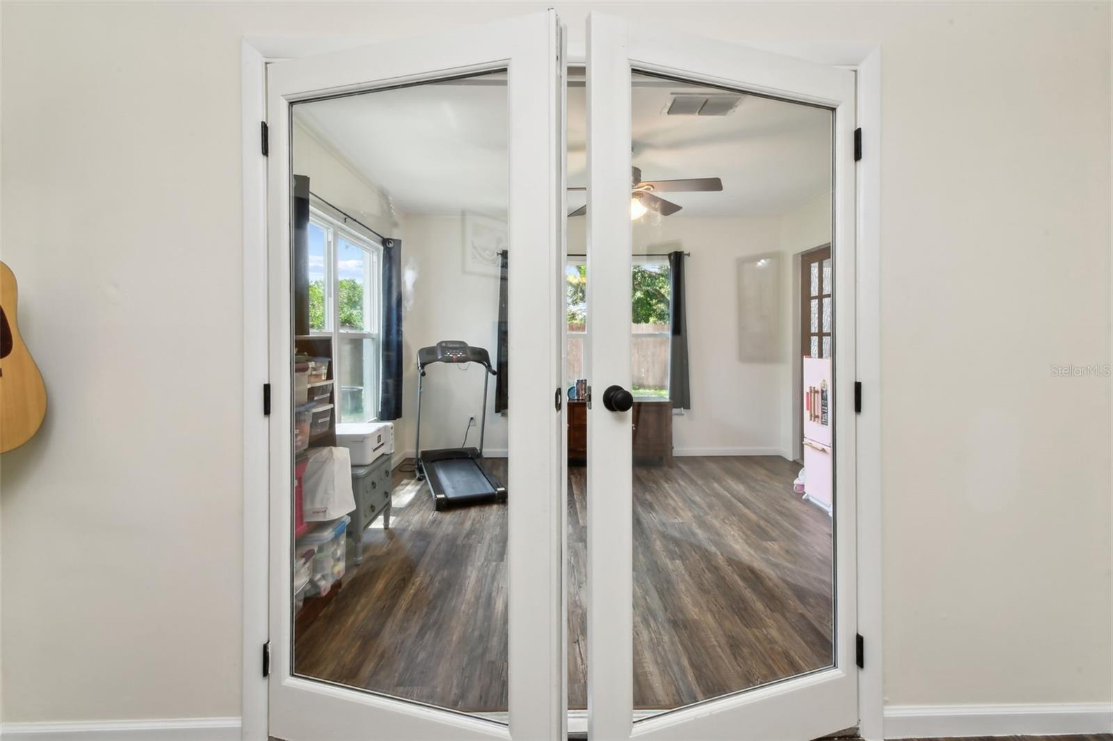 French doors to Bonus room