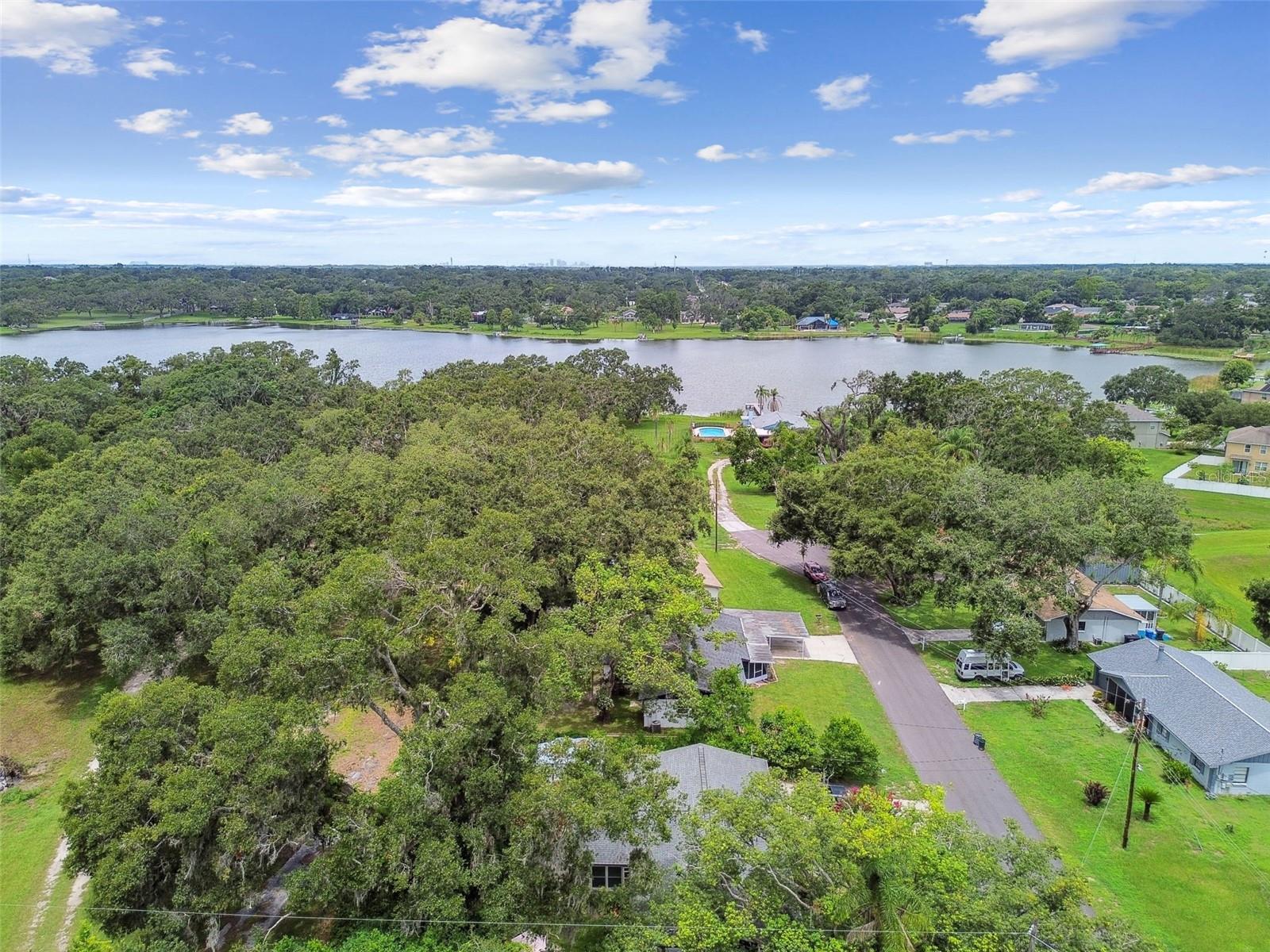 Aerial view of street and area around property