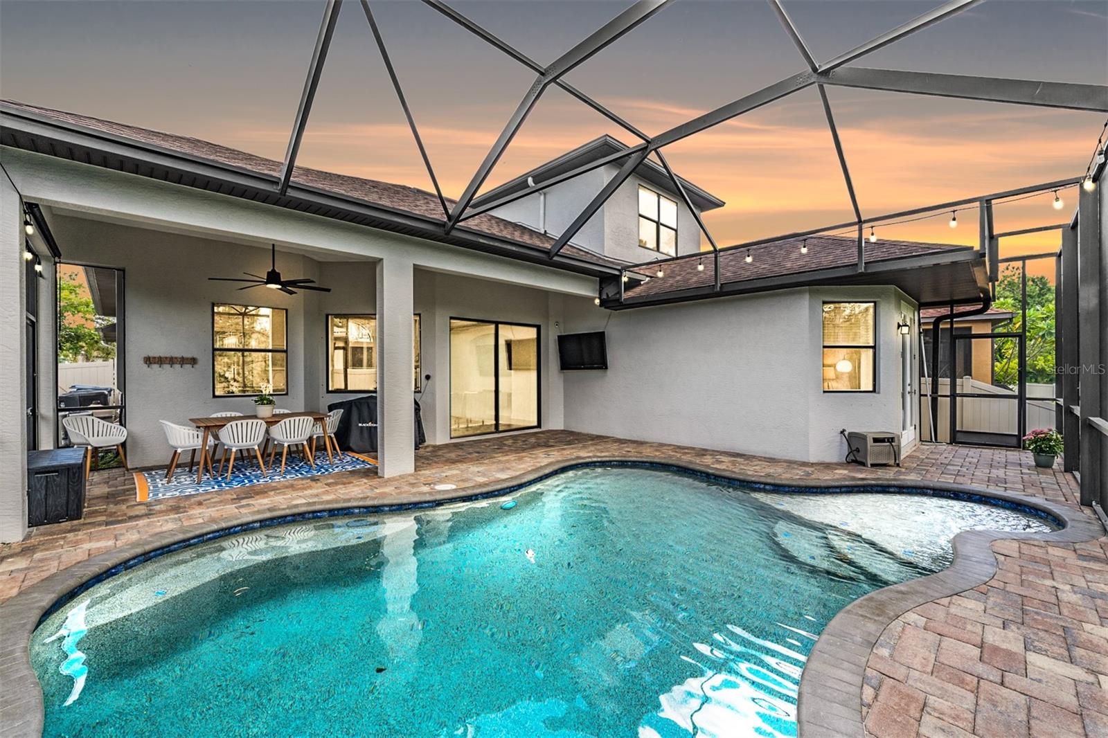Get used to a pool home and a twilight swim, with a large covered area