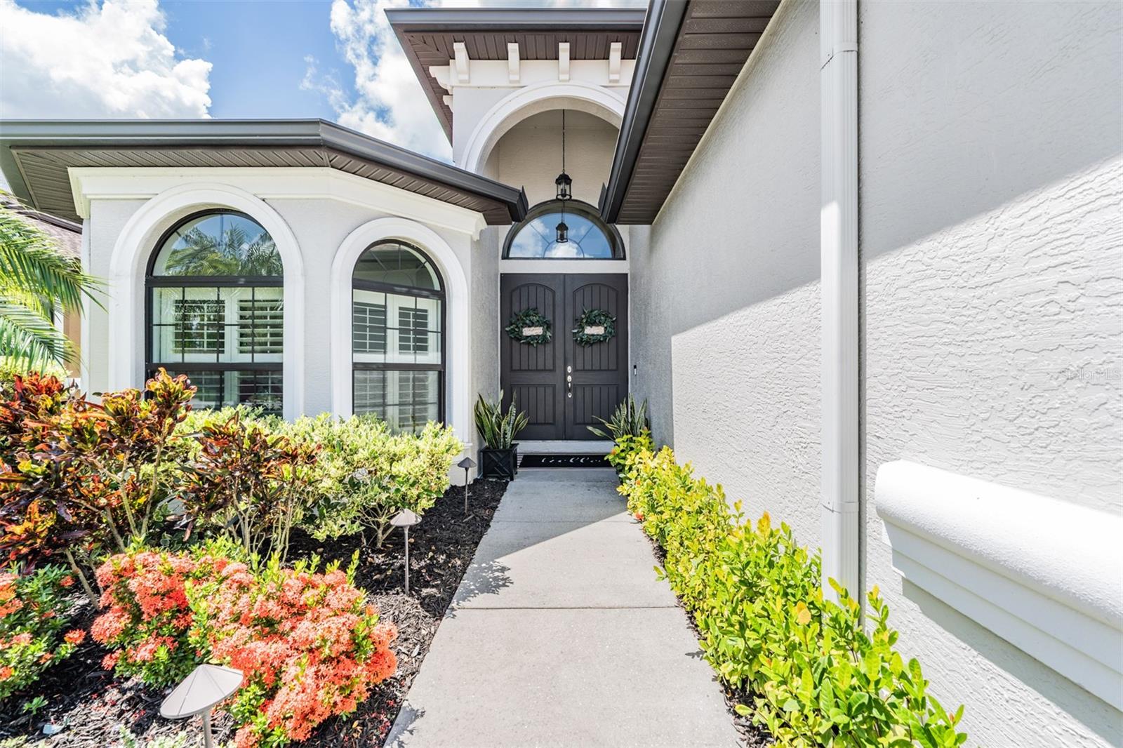 Double door, covered front entry
