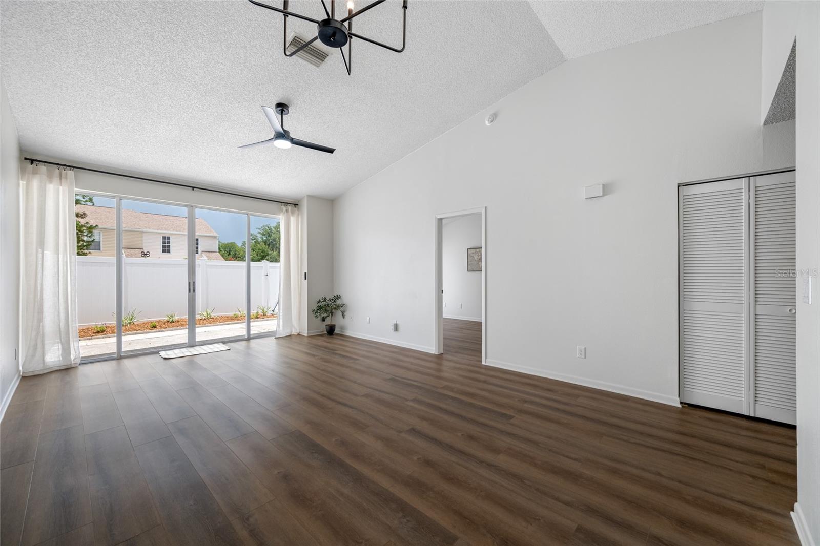 Living Room with Vaulted Ceiling
