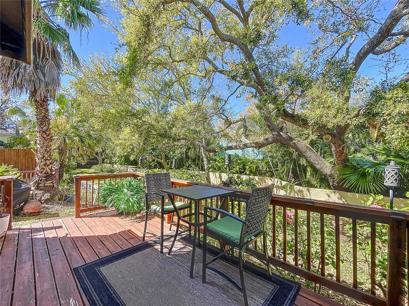 Privacy with mature landscaping.