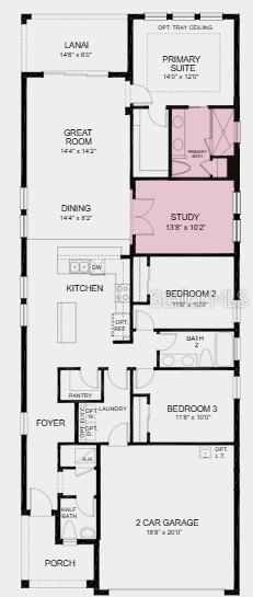 Additional Highlights Include: Study in place of flex, single pocket door at primary suite to primary bath, and 8' interior doors.