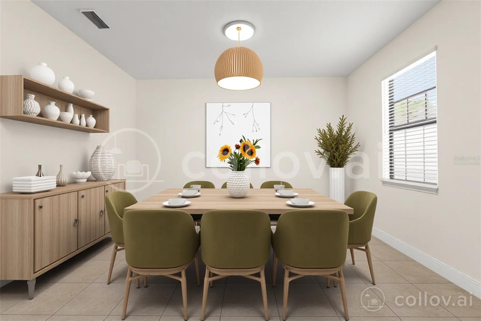 Dining room virtually staged