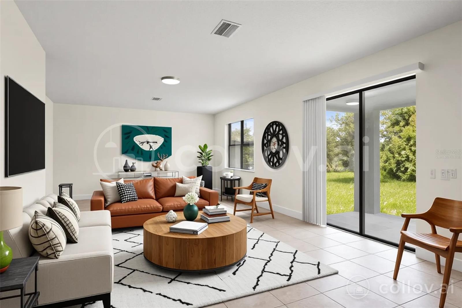 Living room virtually staged