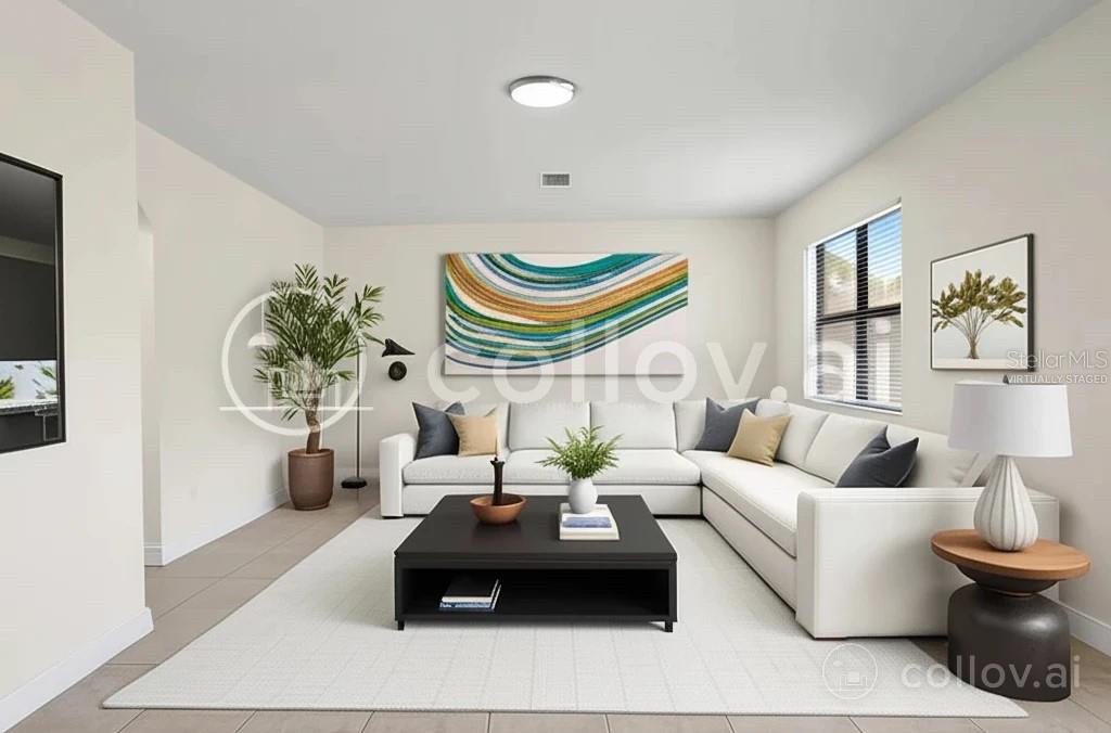 Living room virtually staged
