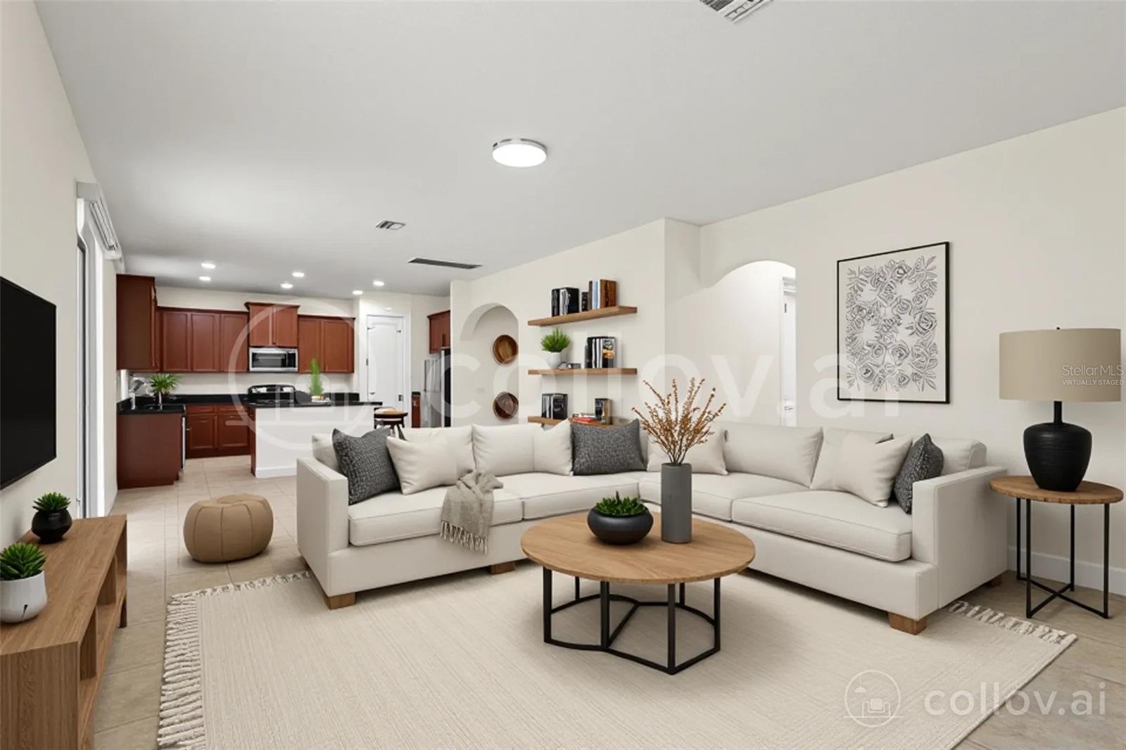 Virtually staged living room