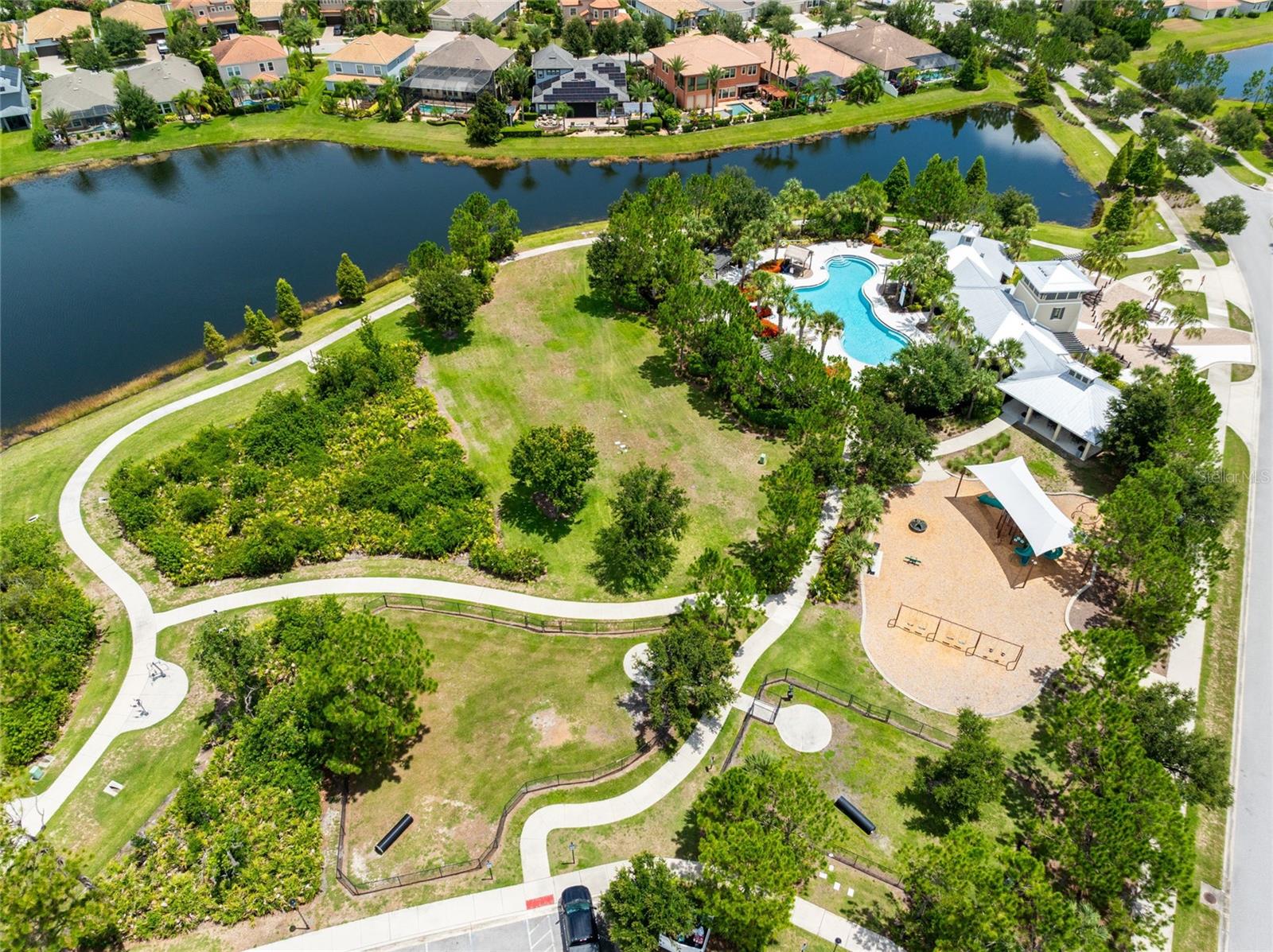 This Gated community offers walking trails, a community pool, a playground and dog park.