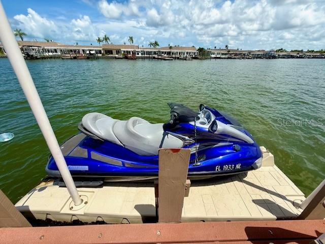 The floating dock is jet ski–ready for added fun