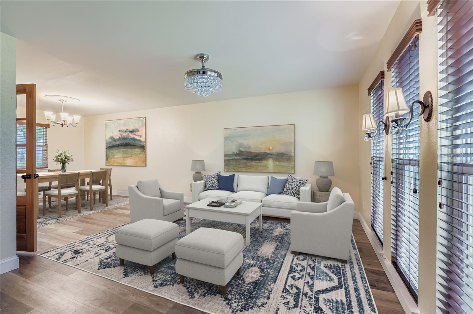 Family room virtually staged