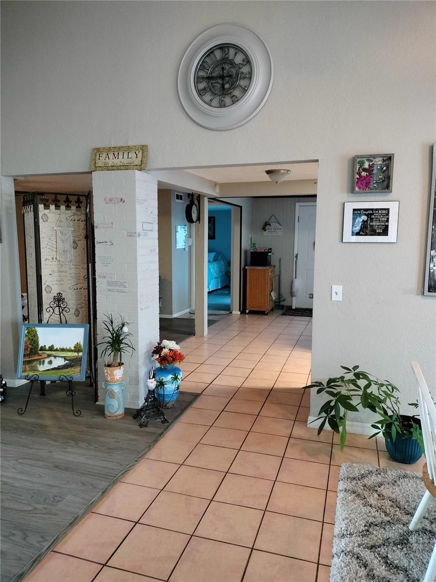 View towards kitchen and back door