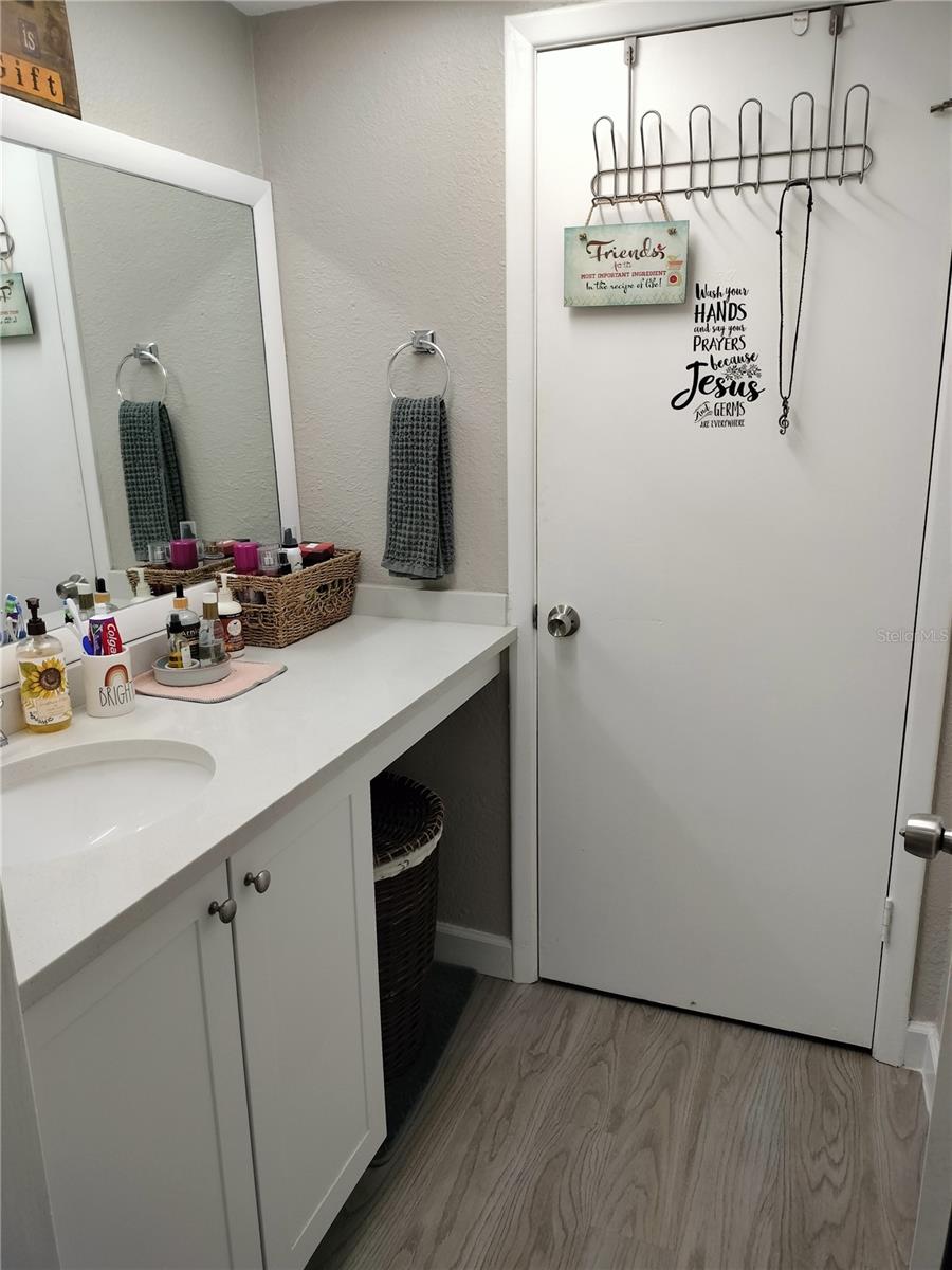 Primary bathroom with linen closet