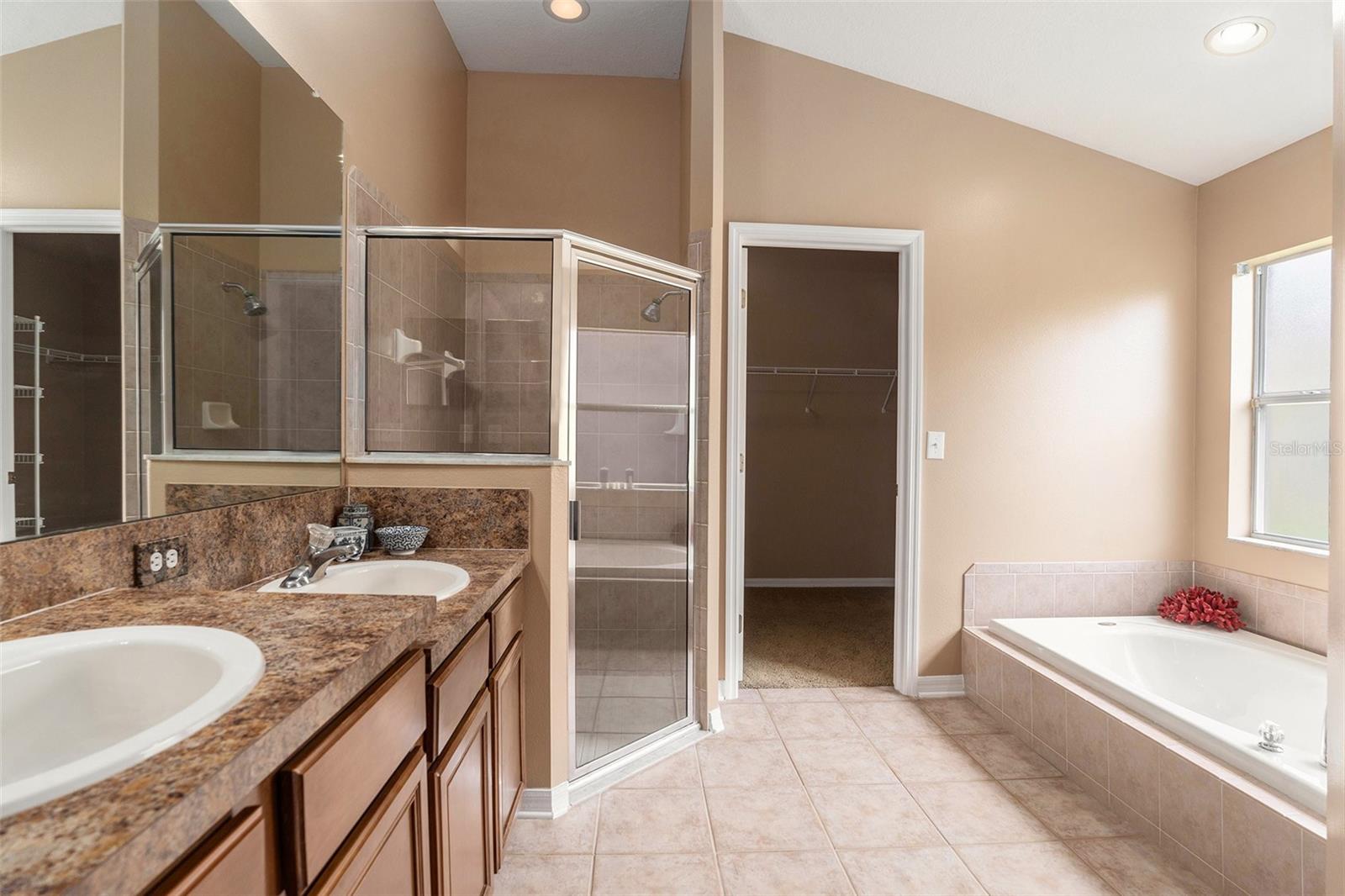Primary bath with Large Shower and Garden Tub