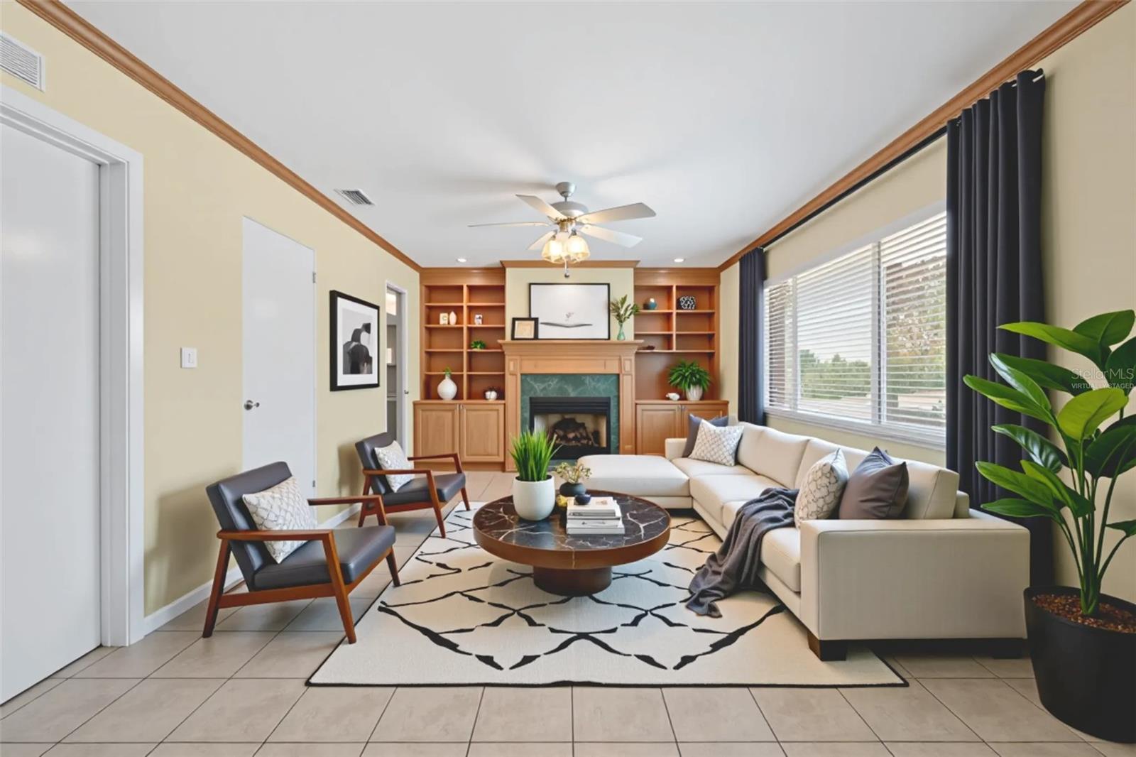 Den/Family room virtually staged
