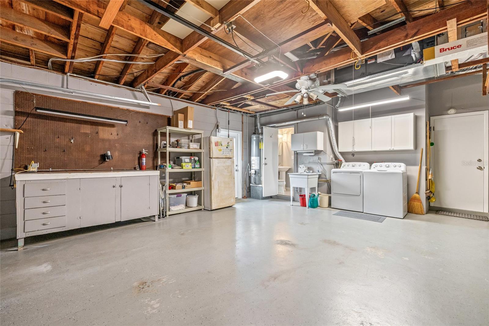 Garage with laundry facility