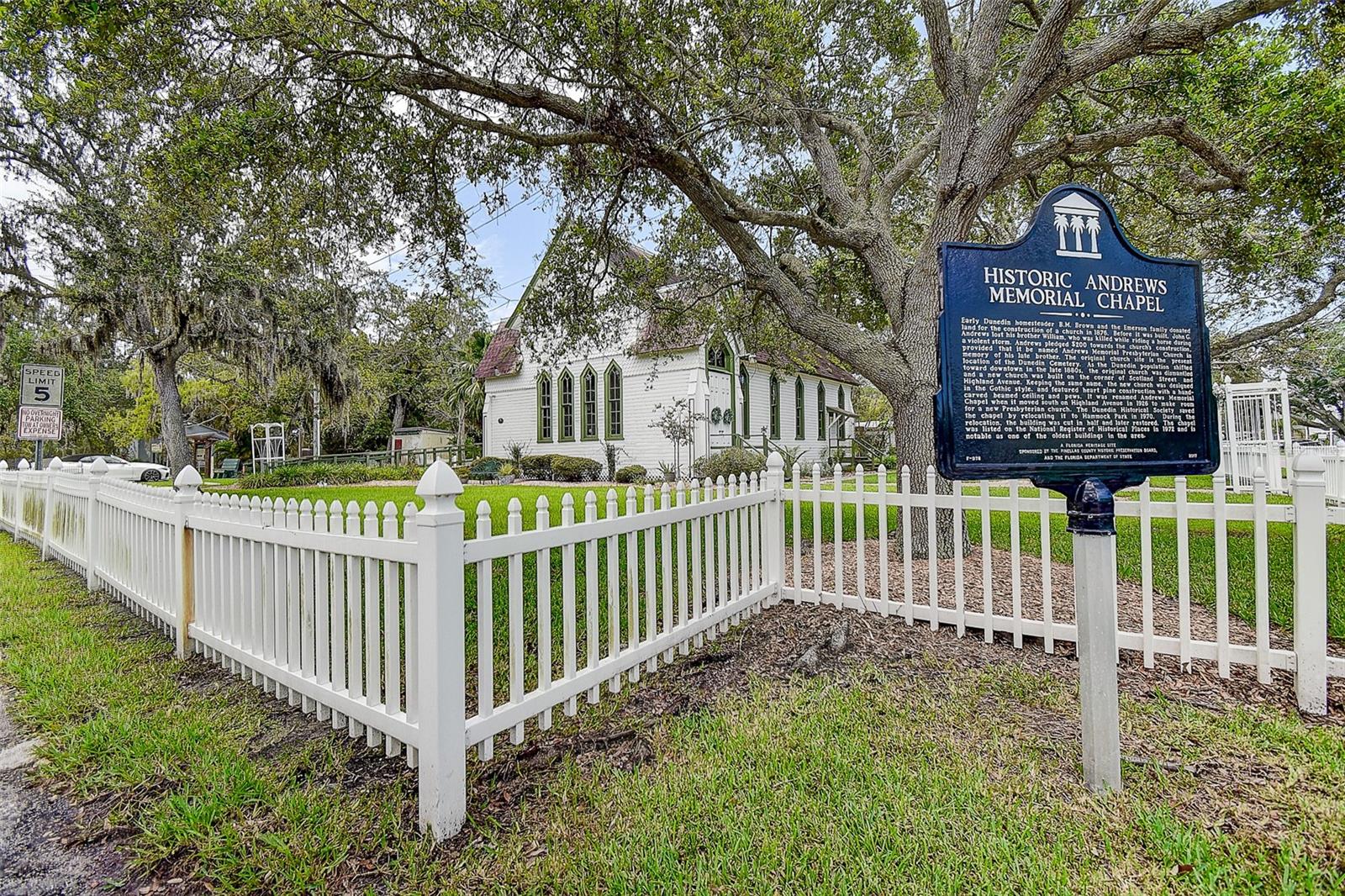 Historic chapel at entrance to Hammock Park