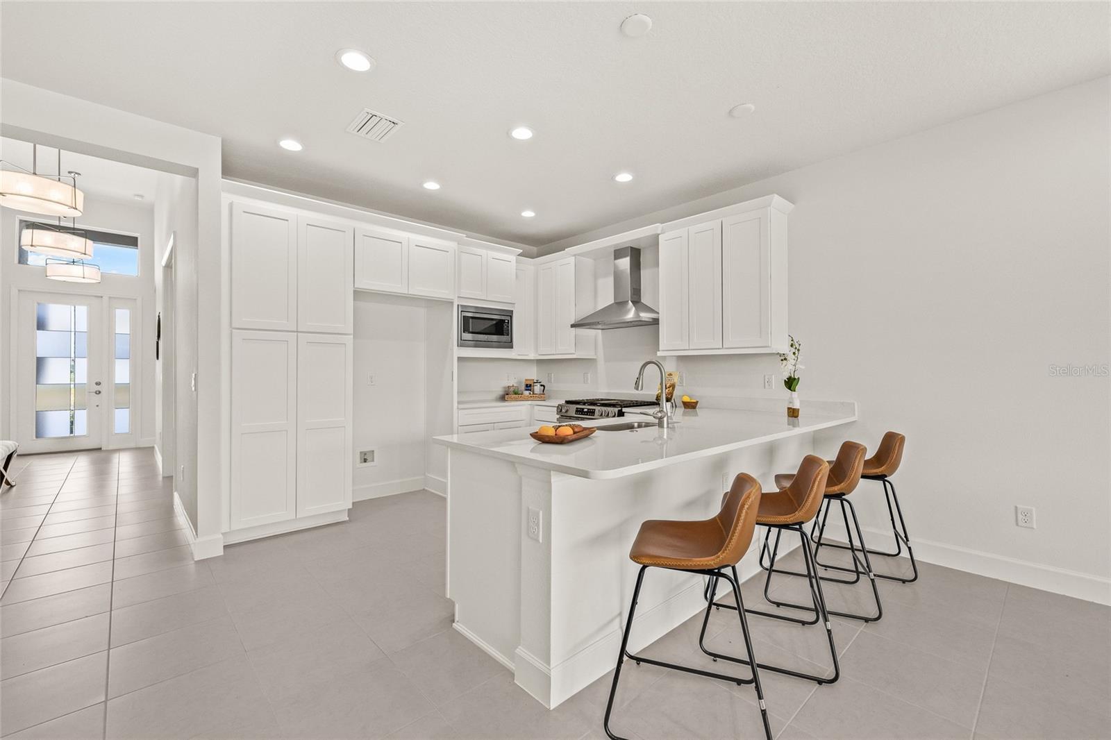 Quartz counters and backsplash