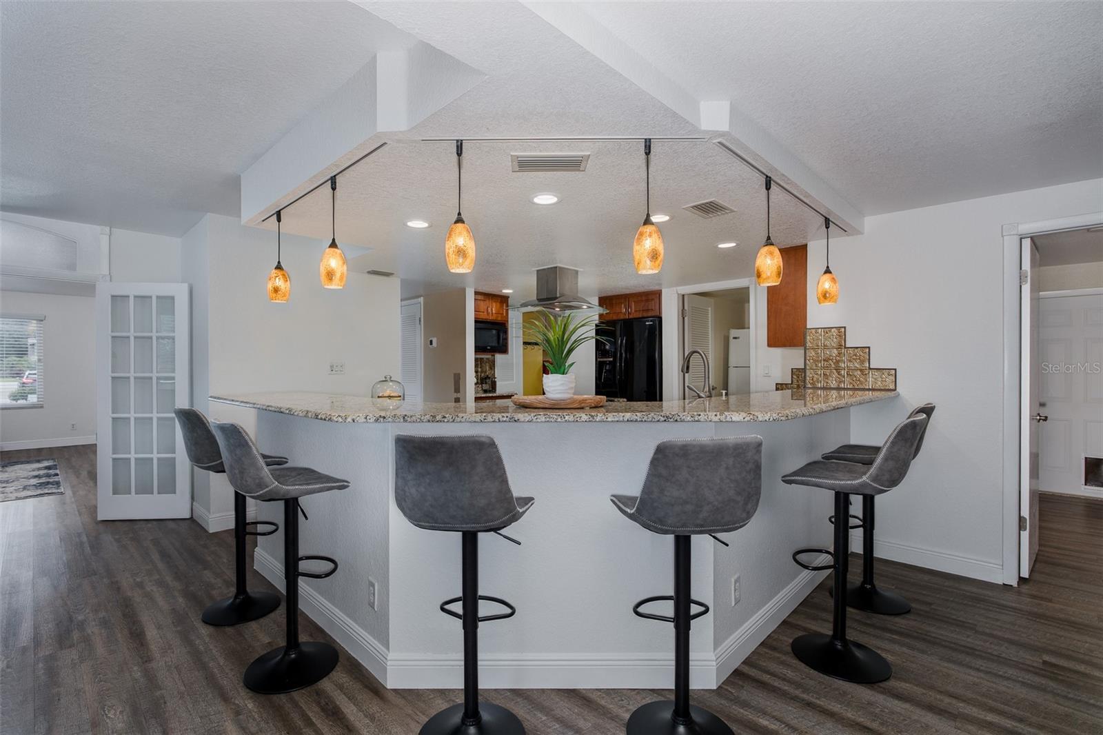 Lots of seating around this countertop!