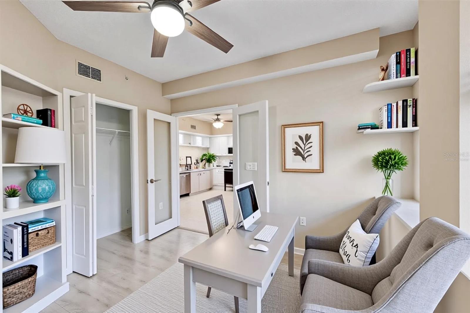 Third bedroom, home office or workout-room virtually staged.