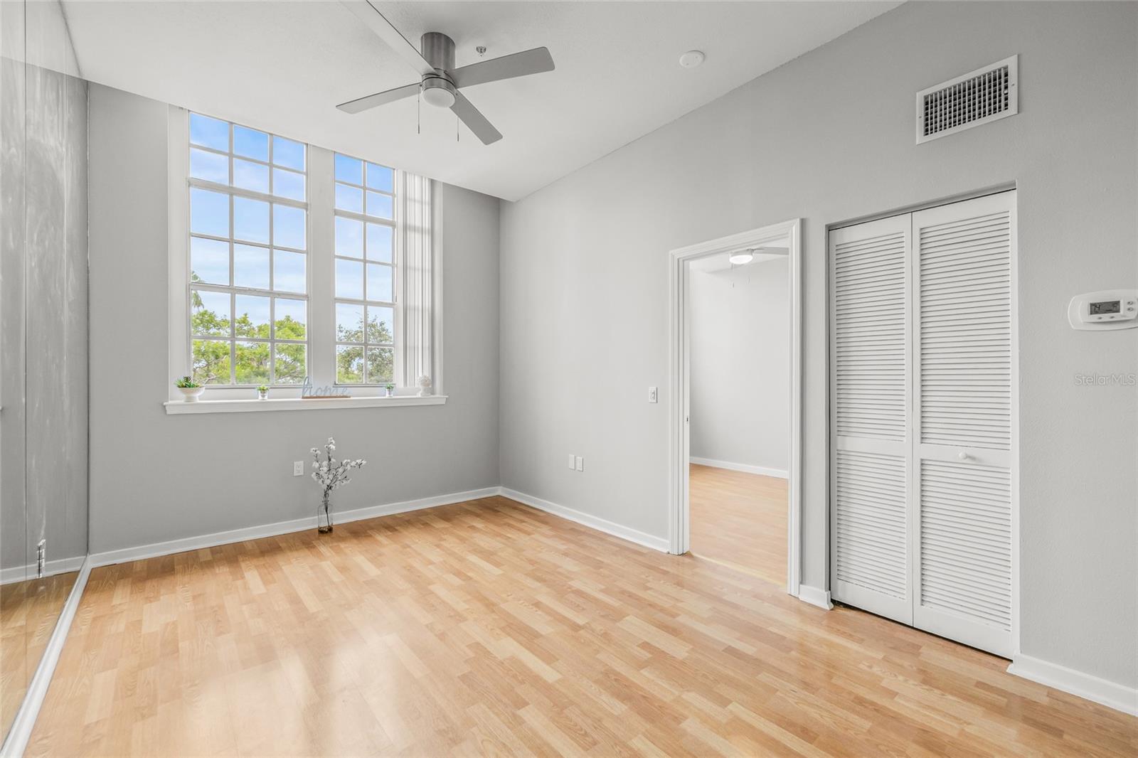 View of the Living Room with a gorgeous new fan/light
