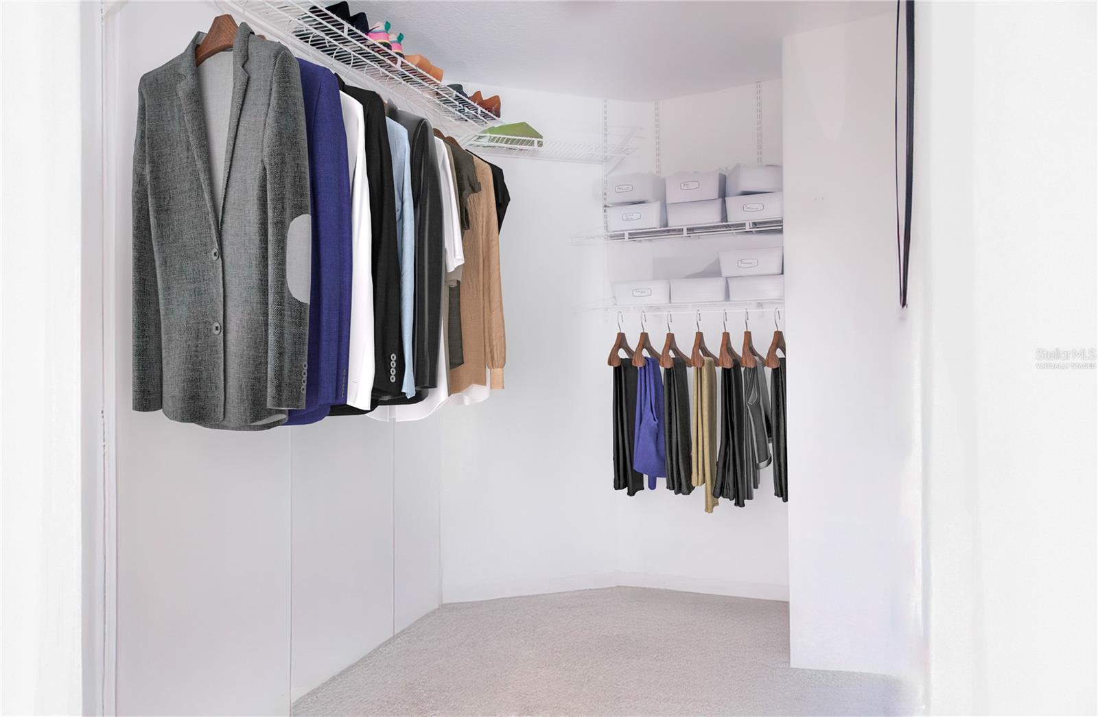Virtually Staged Main Bedroom Closet