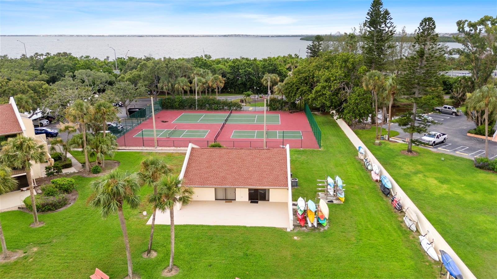 Club house, Pickleball/Tennis Courts, and Kayak Storage