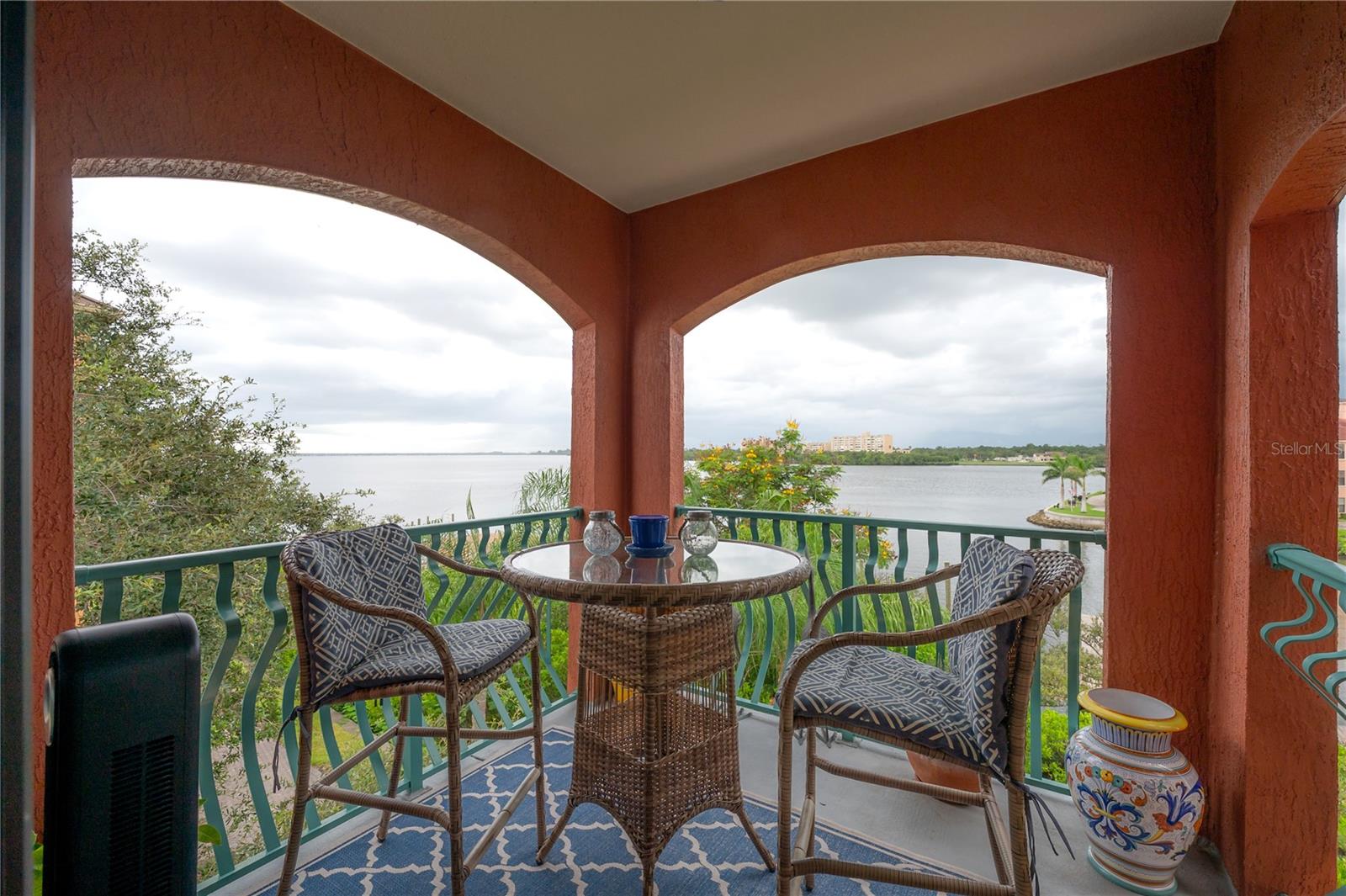 Private balcony with 180 degree water views