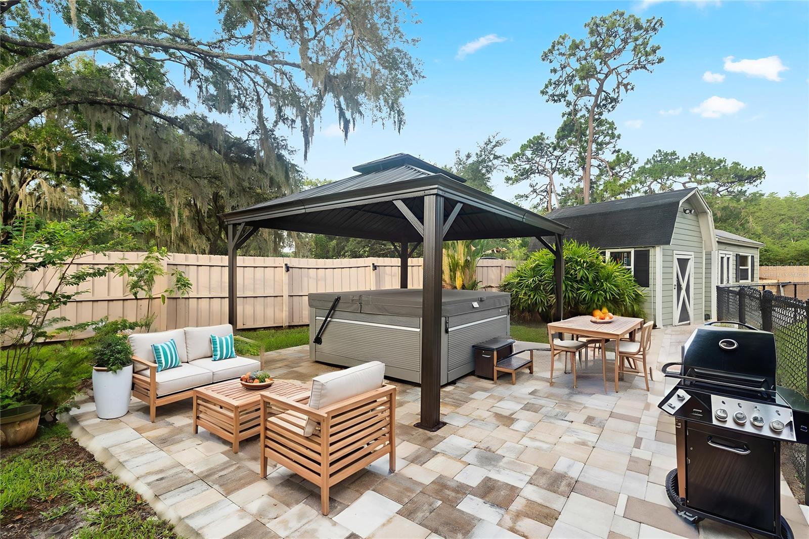 Yard - Gazebo - Hot Tub - Virtually Staged