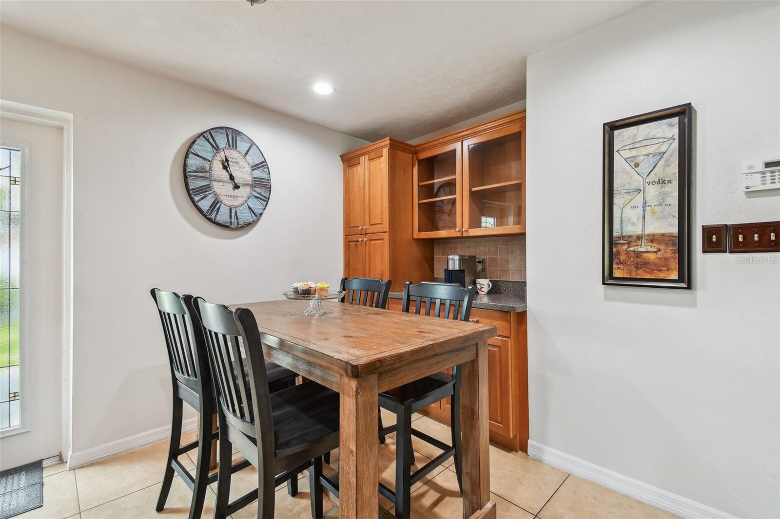 The spot for a coffee station plus room for storage.