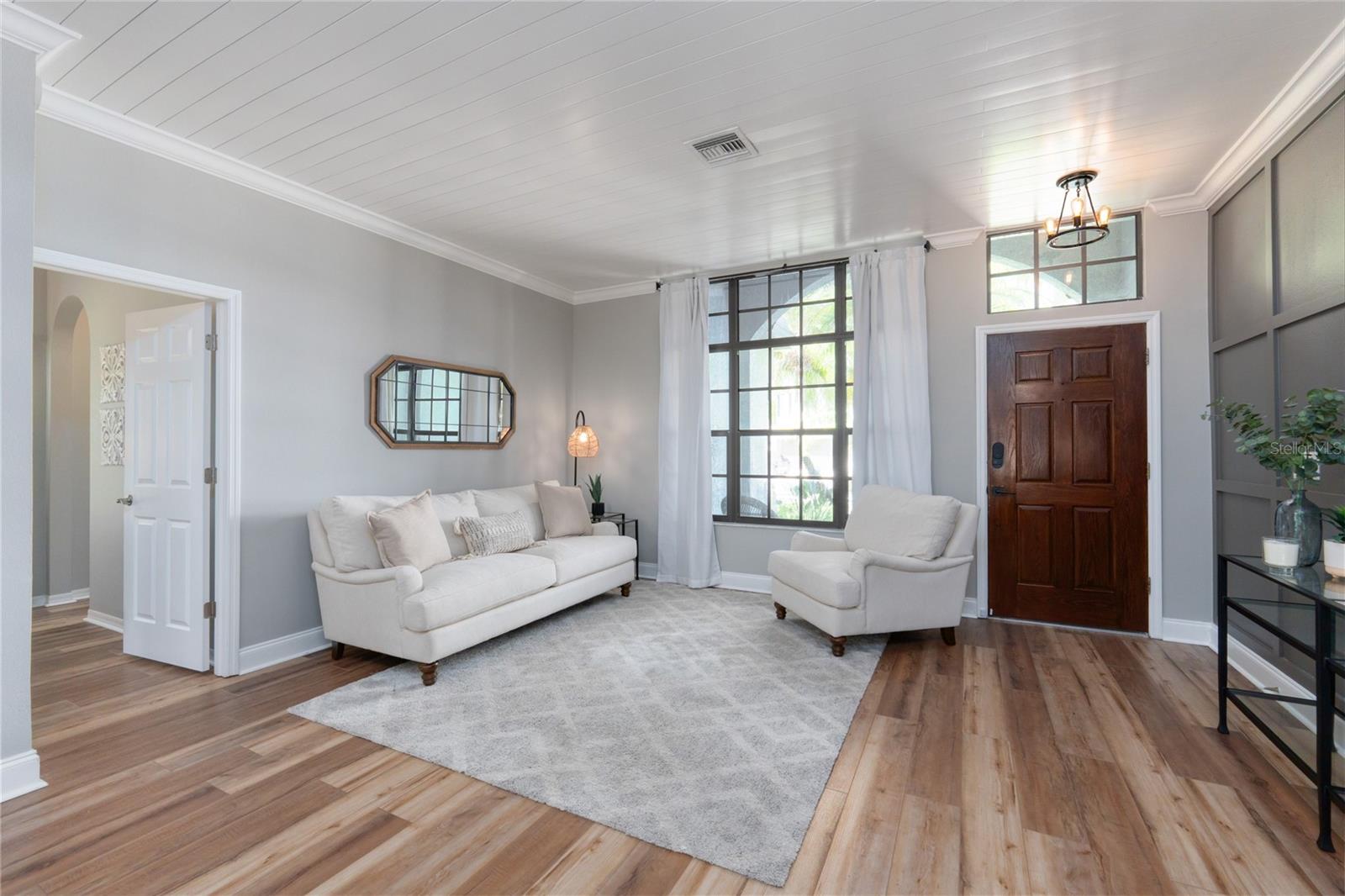 Living room space at front of home