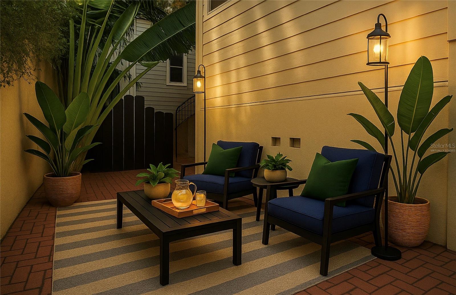 Virtually Staged Courtyard at night