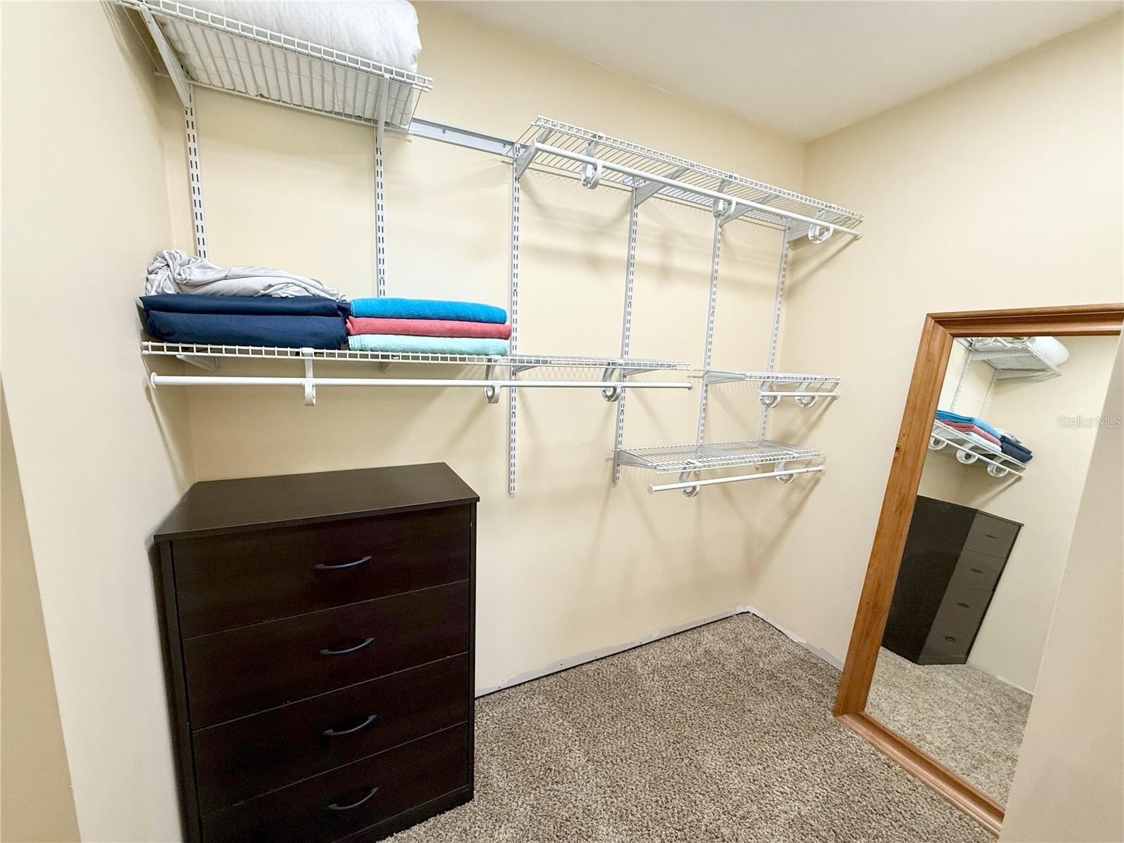 Primary Bed w/tray lighting and walk-in closet