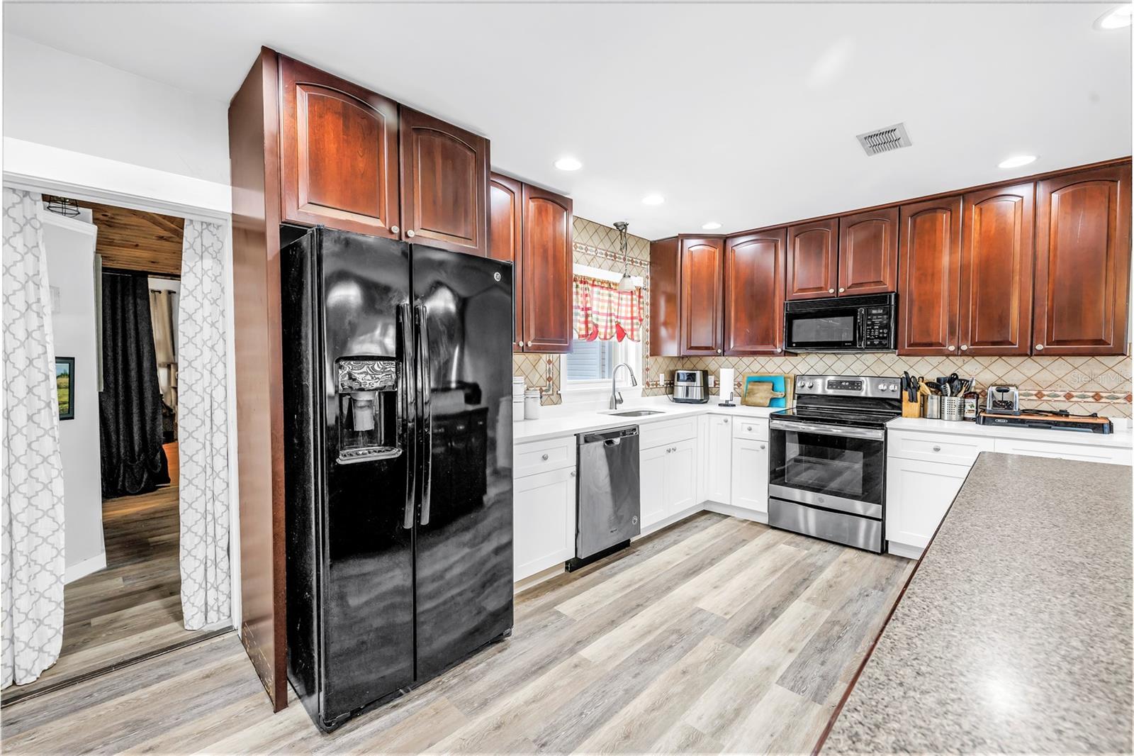 New lower cabinets & quartz counter-tops