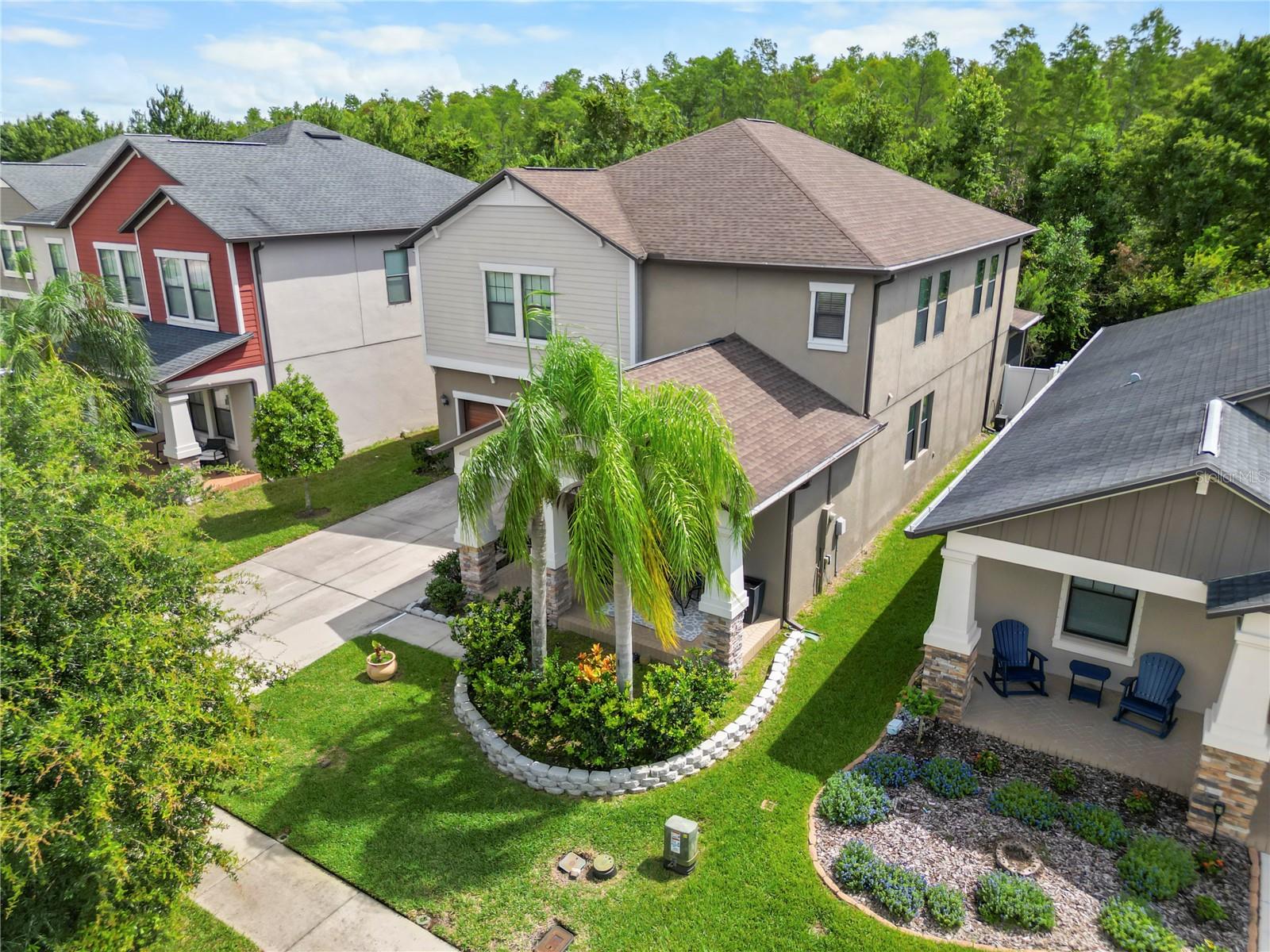 Ariel Side View of Front of Home